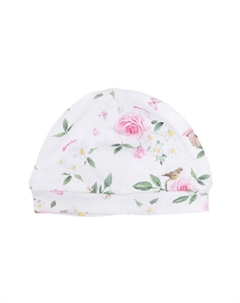 Шапка бини с цветочным принтом, белый Monnalisa