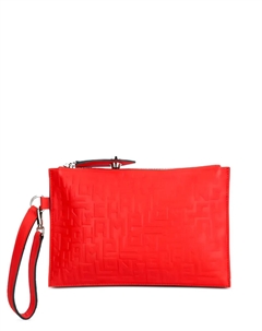 Кожаная сумка-клатч на запястье, красный Longchamp