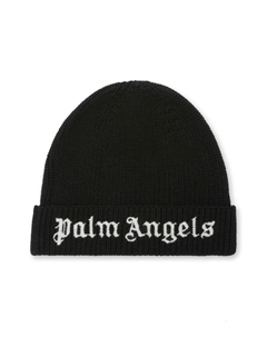 Шапка бини с вышитым логотипом, черный Palm angels kids