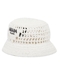 Плетеная панама, белый Prada