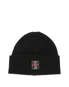 Шапка-бини из ребристой шерсти с нашивкой-логотипом, черный Msgm