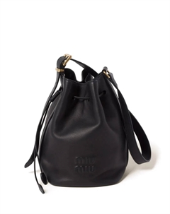 Кожаная сумка-ведро, черный Miu miu