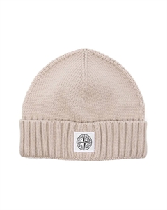 Шапка бини в рубчик с нашивкой-логотипом, нейтральный Stone island junior