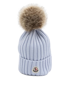 Шапка с помпоном, резинка, синий Moncler