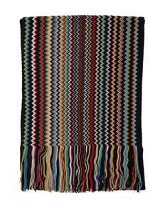 Шарф с бахромой и узором зигзаг, черный Missoni
