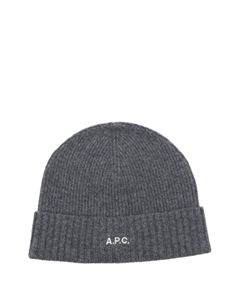 Шерстяная шапка бини в рубчик, серый A.p.c.