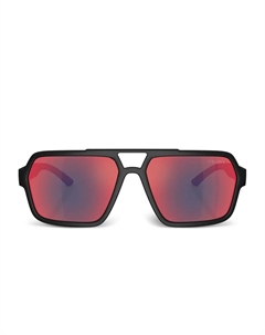 Солнцезащитные очки с зеркальными линзами, черный Prada linea rossa