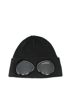 Шерстяная шапка бини с декором Goggles, черный C.p. company kids
