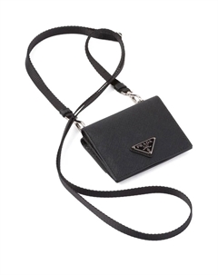Картхолдер из сафьяновой кожи, черный Prada