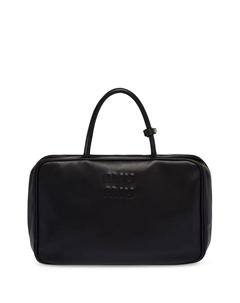 Сумка-тоут с тисненым логотипом, черный Miu miu