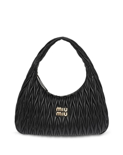 Стеганая сумка Wander большого размера, черный Miu miu