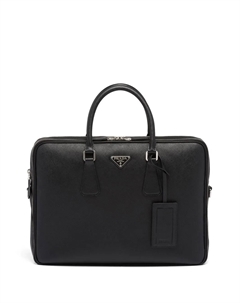 Портфель из сафьяновой кожи, черный Prada