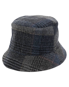 Шапка из необработанной шерсти в клетку тартан, синий Fedeli