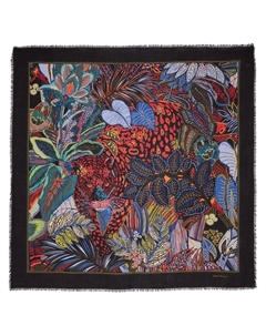 Кашемировая шаль с принтом Batik, синий Ferragamo