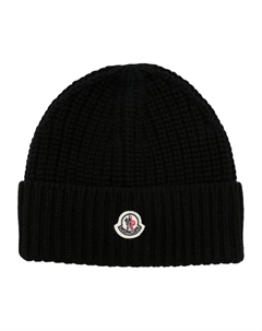 Шапка бини с нашивкой-логотипом, черный Moncler