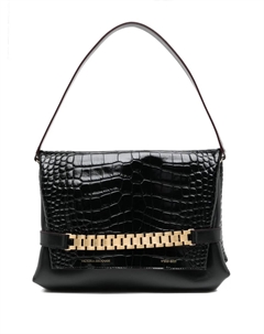 Сумка-клатч Classic Chain с тиснением под крокодила, черный Victoria beckham