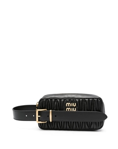 Стеганая сумка-тоут с логотипом, черный Miu miu