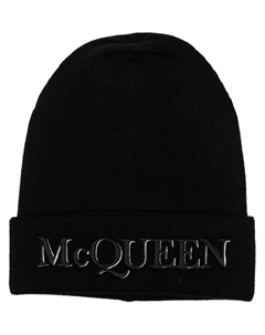 Кашемировая шапка бини с вышитым логотипом, черный Alexander mcqueen