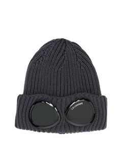 Шерстяная шапка бини с декором Goggles, синий C.p. company