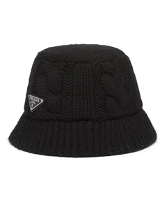 Шерстяная панама с логотипом, черный Prada
