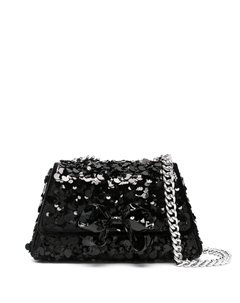 Мини-сумка Bow с пайетками, черный Self-portrait