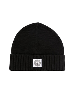 Шапка бини с нашивкой-логотипом, черный Stone island junior