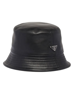 Кожаная панама с логотипом, черный Prada