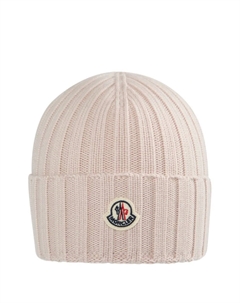 Шапка бини в рубчик, розовый Moncler