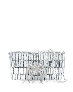 Сумка на плечо с кристаллами, серебяный Self-portrait