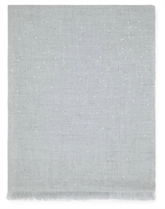 Шарф с бахромой и пайетками, серый Brunello cucinelli