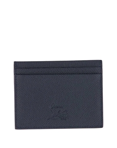 Визитница из телячьей кожи с тисненым логотипом, синий Christian louboutin