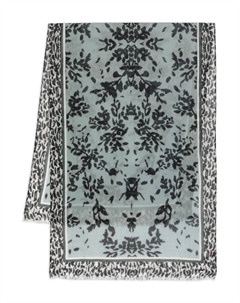 Шарф с цветочным узором и бахромой по краям, синий Marc o'polo