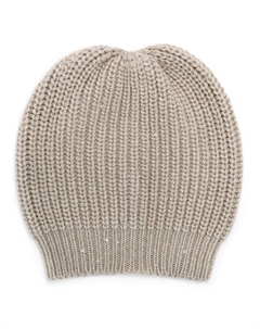 Шапка бини в рубчик, нейтральный Brunello cucinelli