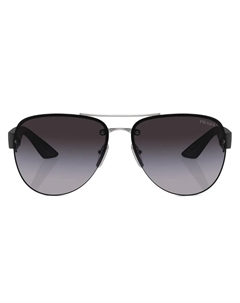 Солнцезащитные очки-пилоты, серебяный Prada linea rossa