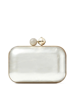 Клатч Cloud с кристаллами и эффектом металлик, серебяный Jimmy choo