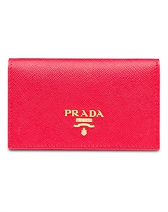 Визитница с логотипом из кожи Saffiano, розовый Prada