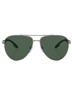 Солнцезащитные очки с логотипом, серебяный Prada linea rossa