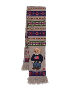 Шарф в стиле фэр-айл с рисунком медведя, серый Polo ralph lauren