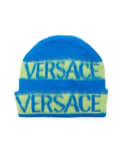 Шапка бини из вирджинской шерсти с логотипом, синий Versace kids