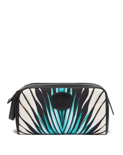 Несессер с кожаной отделкой и принтом в виде листьев Ray of Sea, черный Roberto cavalli