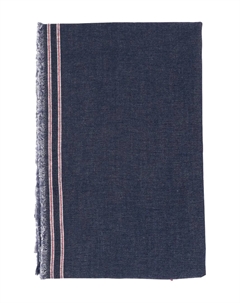 Шарф с полосками и бахромой по краям, синий Faliero sarti