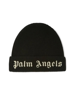 Шапка бини с вышитым логотипом, черный Palm angels kids