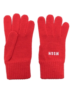 Трикотажные перчатки с вышитым логотипом, красный Msgm