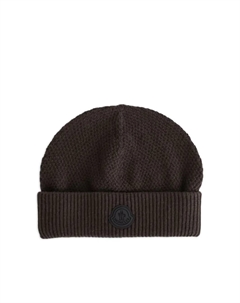Шапка бини в рубчик с нашивкой-логотипом, коричневый Moncler
