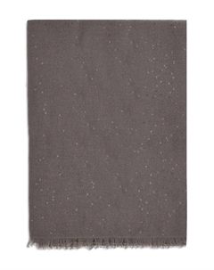 Шарф с бахромой, украшенный пайетками, коричневый Brunello cucinelli