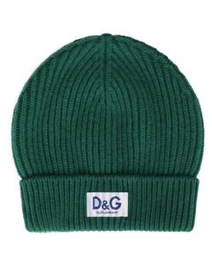 Кашемировая шапка бини с нашивкой-логотипом DG, зеленый Dolce&gabbana