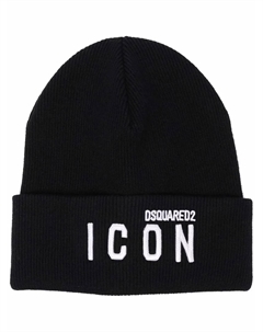 Шарф в рубчик с вышитым логотипом, черный Dsquared2