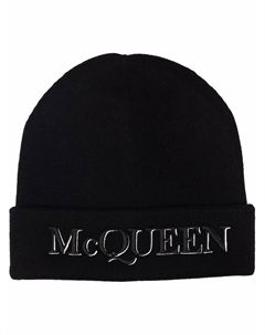 Шапка бини с вышитым логотипом, черный Alexander mcqueen
