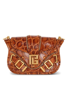 Сумка на плечо Blaze с тиснением под крокодила, коричневый Balmain