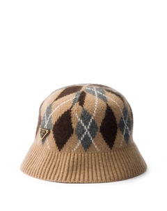 Панама с узором аргайл, коричневый Prada